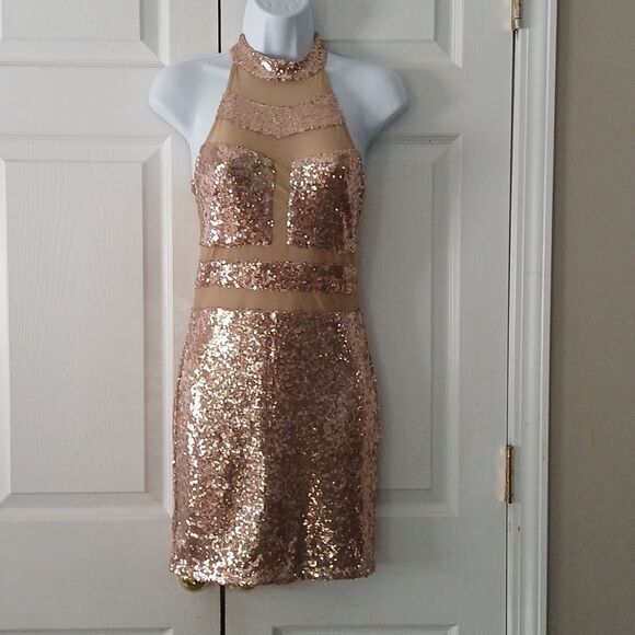 Fashion Nova Dresses & Skirts - Fashion Nova mesh sequin bodycon sexy fitted mini dress party  Ve clubbing Sz 5